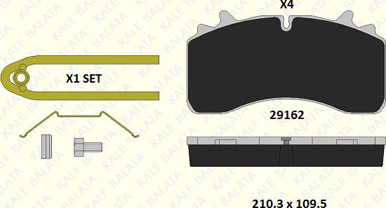 KALE 29162 310 14 - Əyləc altlığı dəsti, əyləc diski furqanavto.az