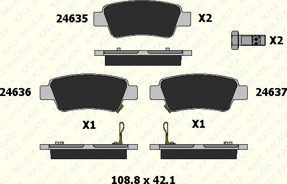 KALE 24635 165 15 - Əyləc altlığı dəsti, əyləc diski furqanavto.az