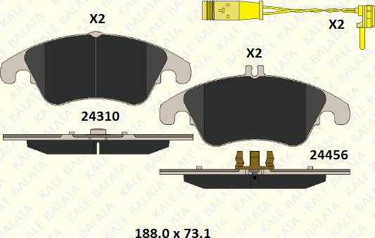 KALE 24310 194 25 - Əyləc altlığı dəsti, əyləc diski furqanavto.az