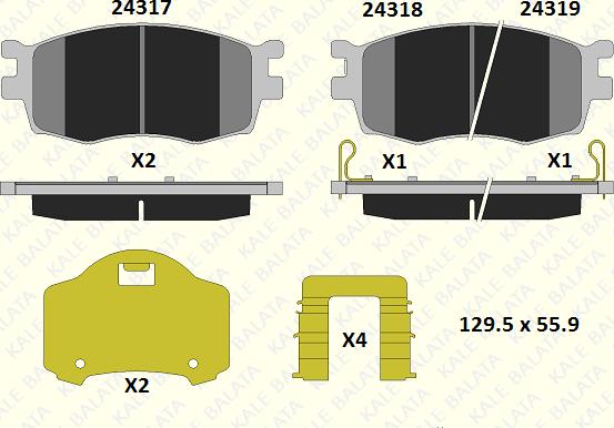 KALE 24317 177 25 - Əyləc altlığı dəsti, əyləc diski furqanavto.az