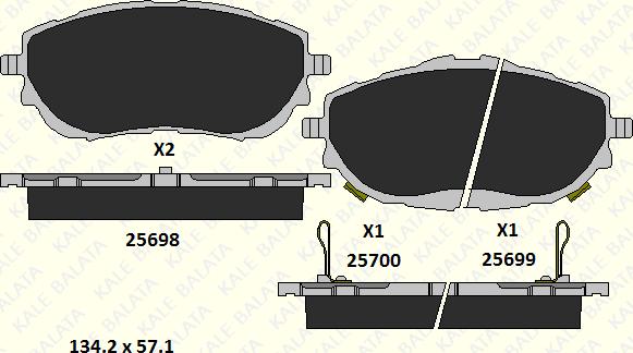 KALE 25698 187 15 - Əyləc altlığı dəsti, əyləc diski furqanavto.az