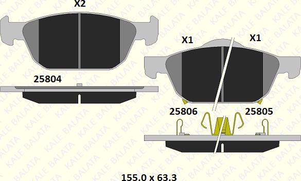 KALE 25804 170 05 - Əyləc altlığı dəsti, əyləc diski furqanavto.az