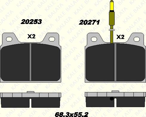 KALE 20253 164 05 - Əyləc altlığı dəsti, əyləc diski furqanavto.az