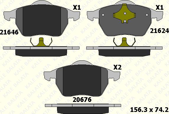 KALE 21624 204 05 - Əyləc altlığı dəsti, əyləc diski furqanavto.az