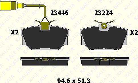 KALE 23446 165 25 - Əyləc altlığı dəsti, əyləc diski furqanavto.az