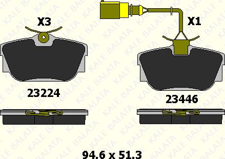 KALE 23224 173 25 - Əyləc altlığı dəsti, əyləc diski furqanavto.az