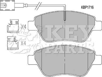 Key Parts KBP1716 - Əyləc altlığı dəsti, əyləc diski furqanavto.az