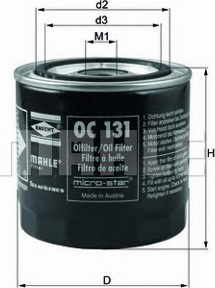 KNECHT OC 131 - Yağ filtri furqanavto.az