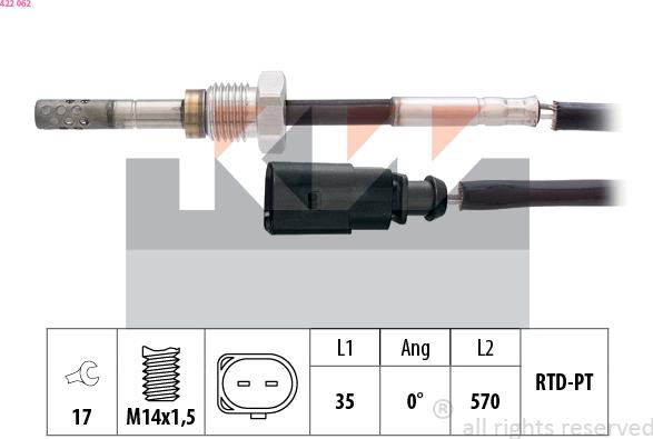 KW 422 062 - Sensor, işlənmiş qazın temperaturu furqanavto.az