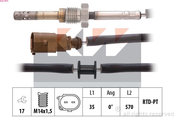 KW 422 075 - Sensor, işlənmiş qazın temperaturu furqanavto.az