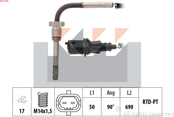 KW 422 169 - Sensor, işlənmiş qazın temperaturu furqanavto.az