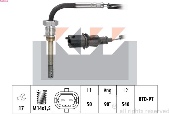 KW 422 350 - Sensor, işlənmiş qazın temperaturu furqanavto.az