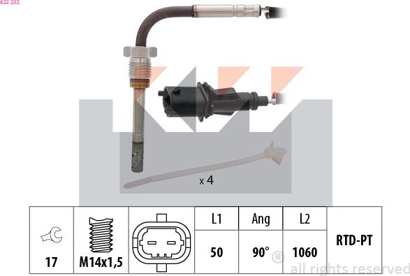 KW 422 232 - Sensor, işlənmiş qazın temperaturu furqanavto.az