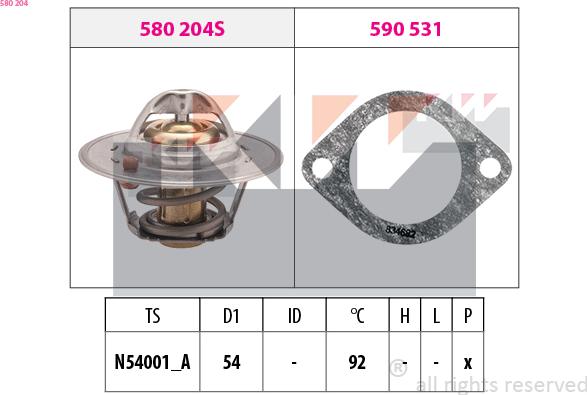 KW 580 204 - Termostat, soyuducu furqanavto.az