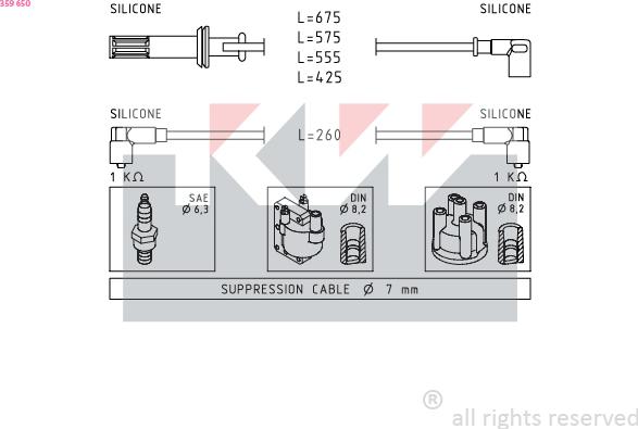 KW 359 650 - Alovlanma kabeli dəsti furqanavto.az
