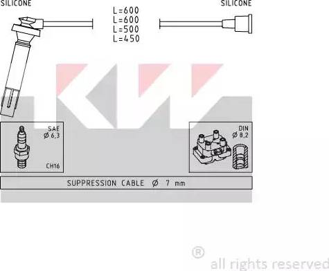 KW 358 100 - Alovlanma kabeli dəsti furqanavto.az