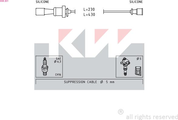 KW 358 251 - Alovlanma kabeli dəsti furqanavto.az