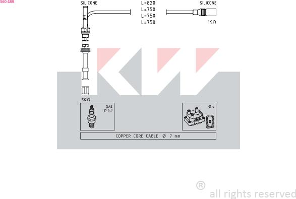 KW 360 489 - Alovlanma kabeli dəsti furqanavto.az