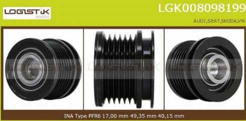 LGK LGK008098199 - Kasnak, alternator, sərbəst dönərli mufta furqanavto.az
