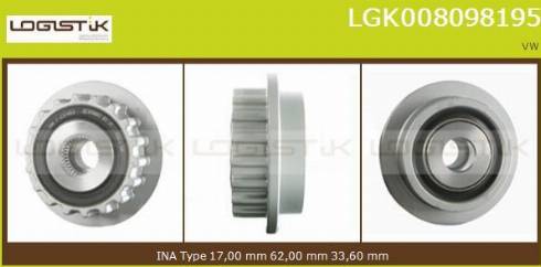 LGK LGK008098195 - Kasnak, alternator, sərbəst dönərli mufta furqanavto.az