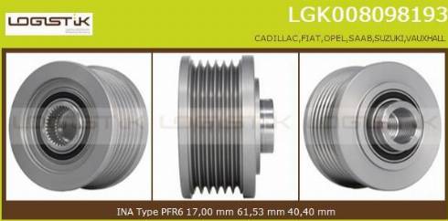 LGK LGK008098193 - Kasnak, alternator, sərbəst dönərli mufta furqanavto.az