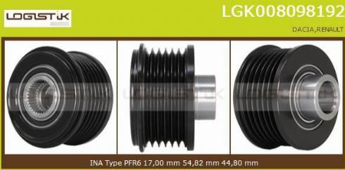 LGK LGK008098192 - Kasnak, alternator, sərbəst dönərli mufta furqanavto.az