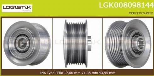 LGK LGK008098144 - Kasnak, alternator, sərbəst dönərli mufta furqanavto.az