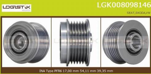 LGK LGK008098146 - Kasnak, alternator, sərbəst dönərli mufta furqanavto.az