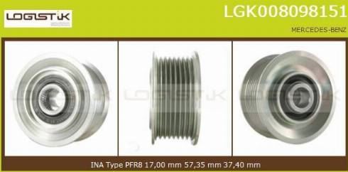 LGK LGK008098151 - Kasnak, alternator, sərbəst dönərli mufta furqanavto.az