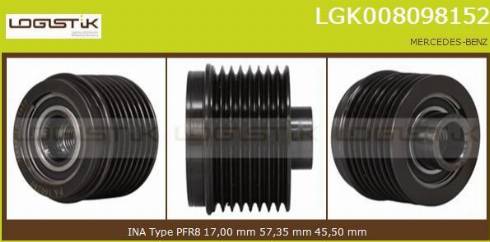 LGK LGK008098152 - Kasnak, alternator, sərbəst dönərli mufta furqanavto.az