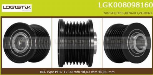 LGK LGK008098160 - Kasnak, alternator, sərbəst dönərli mufta furqanavto.az