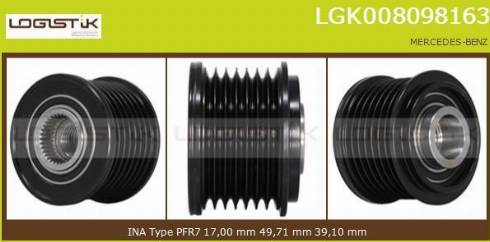 LGK LGK008098163 - Kasnak, alternator, sərbəst dönərli mufta furqanavto.az