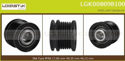 LGK LGK008098100 - Kasnak, alternator, sərbəst dönərli mufta furqanavto.az