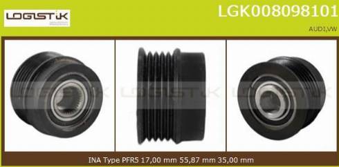 LGK LGK008098101 - Kasnak, alternator, sərbəst dönərli mufta furqanavto.az