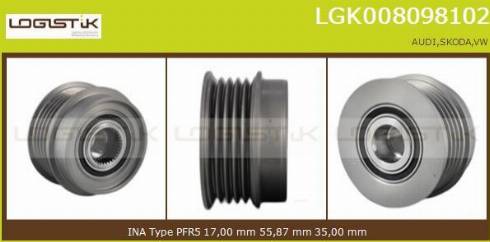 LGK LGK008098102 - Kasnak, alternator, sərbəst dönərli mufta furqanavto.az