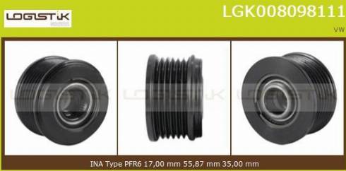 LGK LGK008098111 - Kasnak, alternator, sərbəst dönərli mufta furqanavto.az