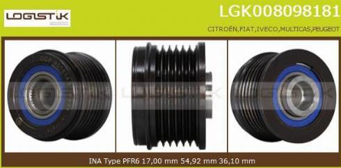 LGK LGK008098181 - Kasnak, alternator, sərbəst dönərli mufta furqanavto.az