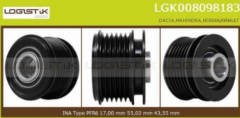 LGK LGK008098183 - Kasnak, alternator, sərbəst dönərli mufta furqanavto.az