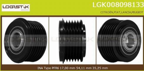 LGK LGK008098133 - Kasnak, alternator, sərbəst dönərli mufta furqanavto.az
