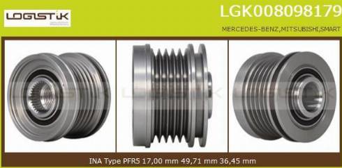 LGK LGK008098179 - Kasnak, alternator, sərbəst dönərli mufta furqanavto.az