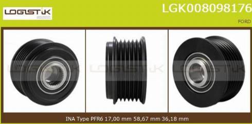 LGK LGK008098176 - Kasnak, alternator, sərbəst dönərli mufta furqanavto.az