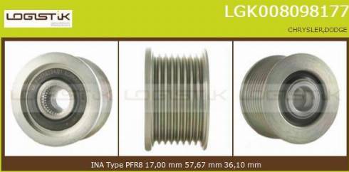 LGK LGK008098177 - Kasnak, alternator, sərbəst dönərli mufta furqanavto.az