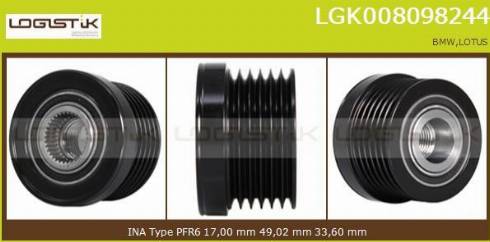LGK LGK008098244 - Kasnak, alternator, sərbəst dönərli mufta furqanavto.az