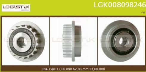 LGK LGK008098246 - Kasnak, alternator, sərbəst dönərli mufta www.furqanavto.az