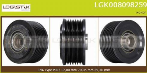 LGK LGK008098259 - Kasnak, alternator, sərbəst dönərli mufta furqanavto.az