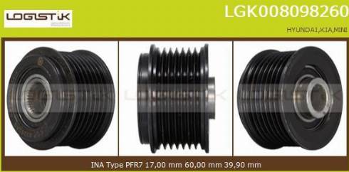 LGK LGK008098260 - Kasnak, alternator, sərbəst dönərli mufta furqanavto.az