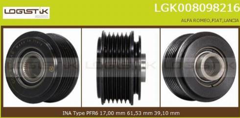 LGK LGK008098216 - Kasnak, alternator, sərbəst dönərli mufta furqanavto.az