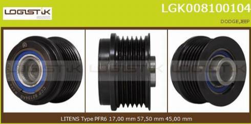 LGK LGK008100104 - Kasnak, alternator, sərbəst dönərli mufta furqanavto.az