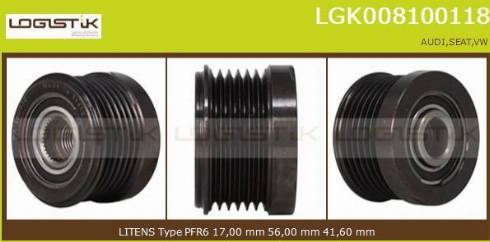 LGK LGK008100118 - Kasnak, alternator, sərbəst dönərli mufta furqanavto.az