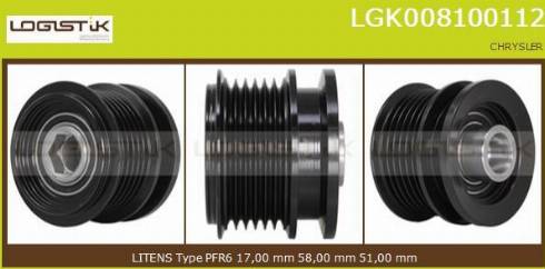 LGK LGK008100112 - Kasnak, alternator, sərbəst dönərli mufta furqanavto.az